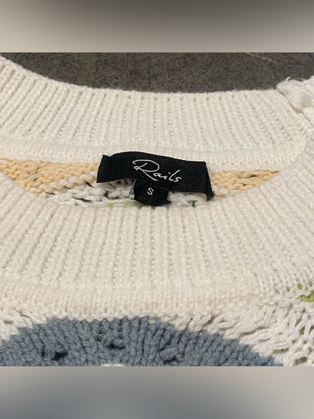 Rails Sz Small Mabel Sweater Vest Crochet Stripe Cotton Blend - Picture 4 of 5